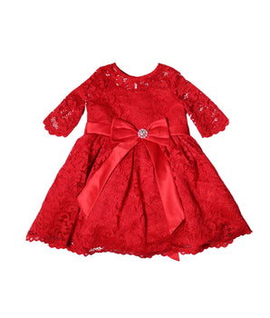 RARE EDITIONS Baby Lace Bow Dress