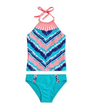 Girls Printed Strappy Neck Tankini 