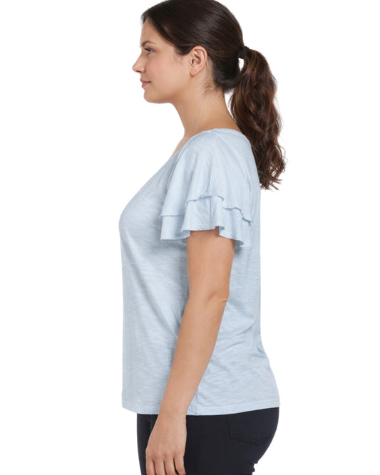 Women Ruffle Sleeve T-Shirt