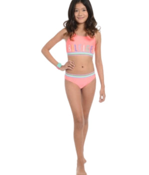 Girls Striped Swim Set