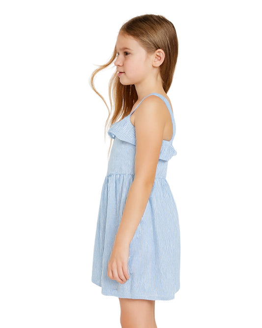 Girls Seersucker Ruffled Dress