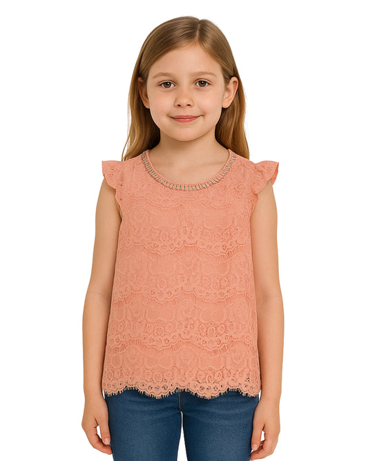 Girls Embellished Lace Top