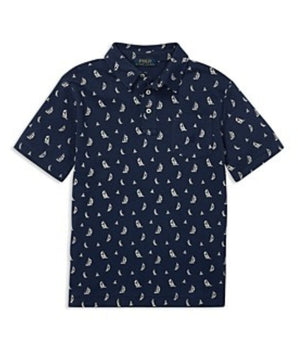 Boys Sail Boat Printed Polo Shirt 