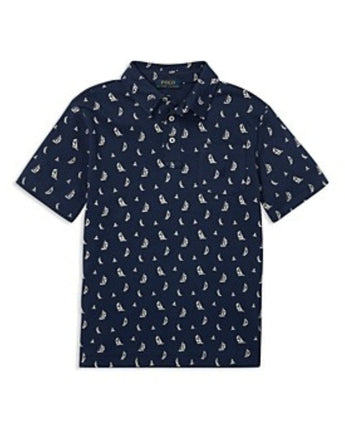 Boys Sail Boat Printed Polo Shirt 