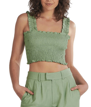 Women Smocked Crop Top