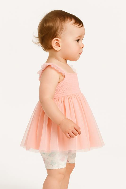 FIRST IMPRESSIONS Baby Tulle Overlay Tunic Girl Set 2 Pcs